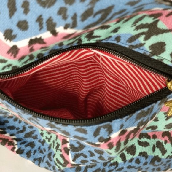 90s Rainbow Cheetah Print Canvas/Patent Backpack 80s 1980s Aesthetic Vintage - Picture 6 of 10